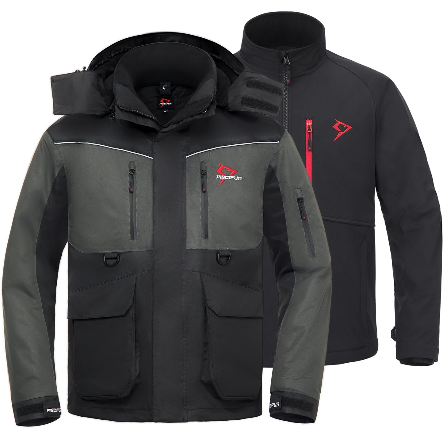 Piscifun Ice Fishing Suit,3 in 1 Jacket,Waterproof Fishing Bib With Flotation Technology