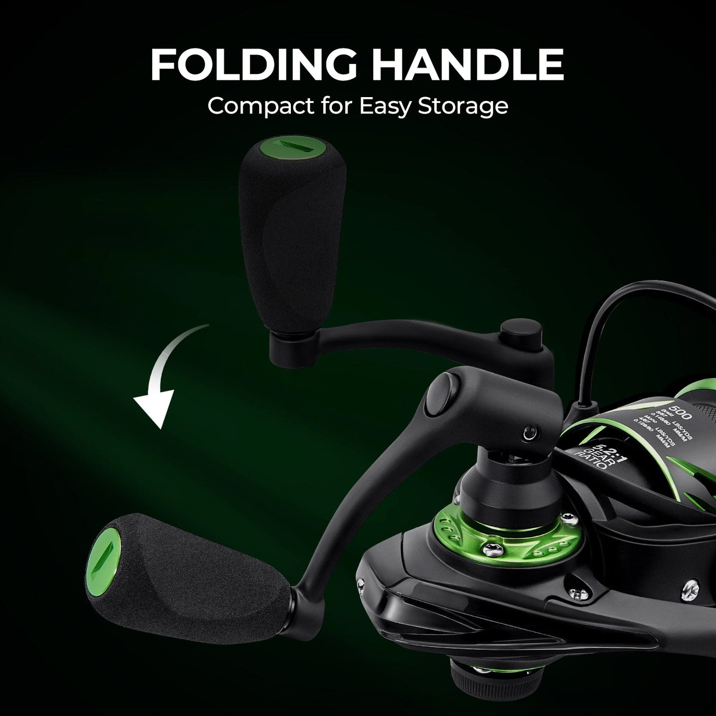 Piscifun® Viper X Ice Fishing Reel, Gear Ratio 5.2:1 High Speed Spinning Fishing Reel Size 500 1000